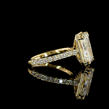 4.91 CTTW Radiant Lab Grown Diamond Hidden Halo Ring Sz. 6 (F Color and VS1 Clarity)