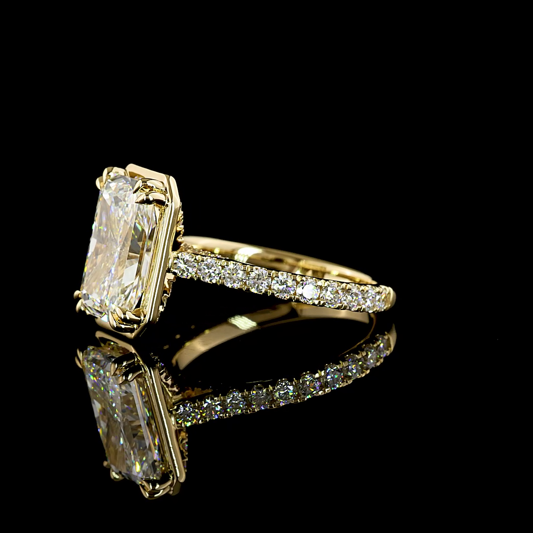 4.91 CTTW Radiant Lab Grown Diamond Hidden Halo Ring Sz. 6 (F Color and VS1 Clarity)
