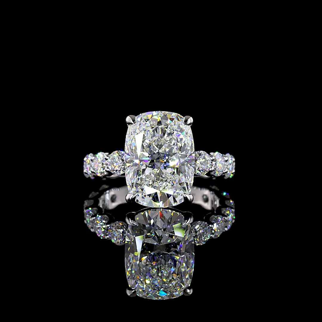 7.13 CTTW Cushion Brilliant Lab Grown Diamond Solitaire Diamond Shank Ring Sz. 6 (F Color and VS1 Clarity)