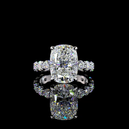 7.13 CTTW Cushion Brilliant Lab Grown Diamond Solitaire Diamond Shank Ring Sz. 6 (F Color and VS1 Clarity)