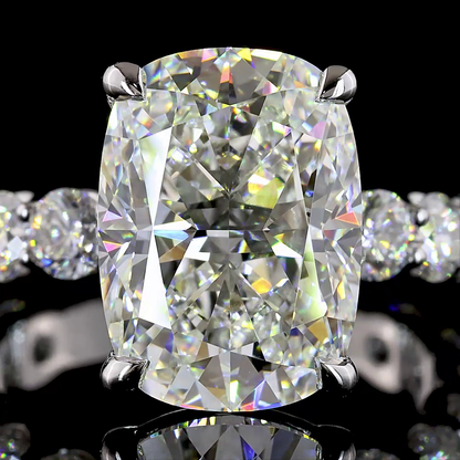 7.13 CTTW Cushion Brilliant Lab Grown Diamond Solitaire Diamond Shank Ring Sz. 6 (F Color and VS1 Clarity)