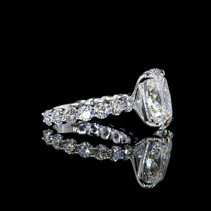 7.13 CTTW Cushion Brilliant Lab Grown Diamond Solitaire Diamond Shank Ring Sz. 6 (F Color and VS1 Clarity)