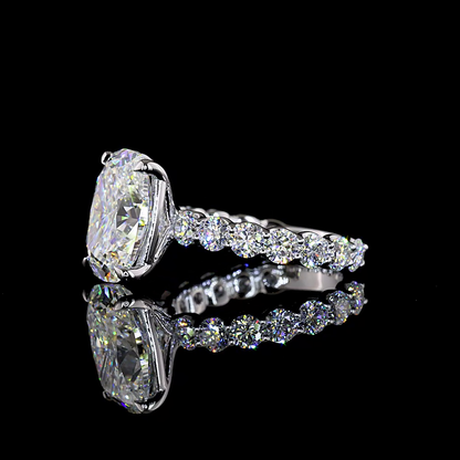 7.13 CTTW Cushion Brilliant Lab Grown Diamond Solitaire Diamond Shank Ring Sz. 6 (F Color and VS1 Clarity)