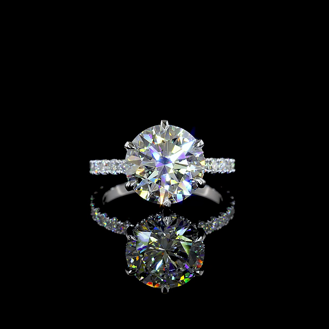 5.02 CTTW Round Lab Grown Diamond Hidden Halo Ring Sz. 6 (F Color and VS1 Clarity)