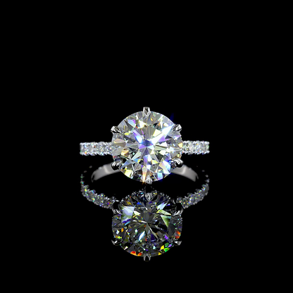 5.02 CTTW Round Lab Grown Diamond Hidden Halo Ring Sz. 6 (F Color and VS1 Clarity)