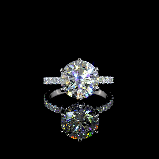 5.02 CTTW Round Lab Grown Diamond Hidden Halo Ring Sz. 6 (F Color and VS1 Clarity)