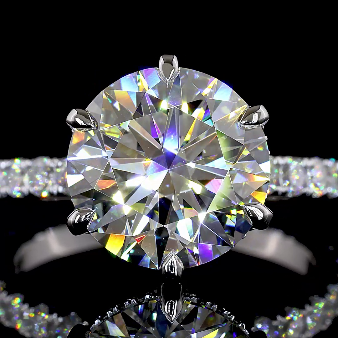 5.02 CTTW Round Lab Grown Diamond Hidden Halo Ring Sz. 6 (F Color and VS1 Clarity)