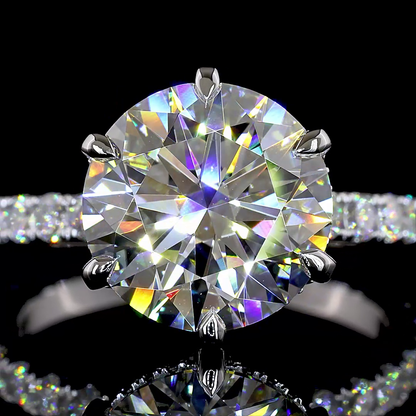 5.02 CTTW Round Lab Grown Diamond Hidden Halo Ring Sz. 6 (F Color and VS1 Clarity)