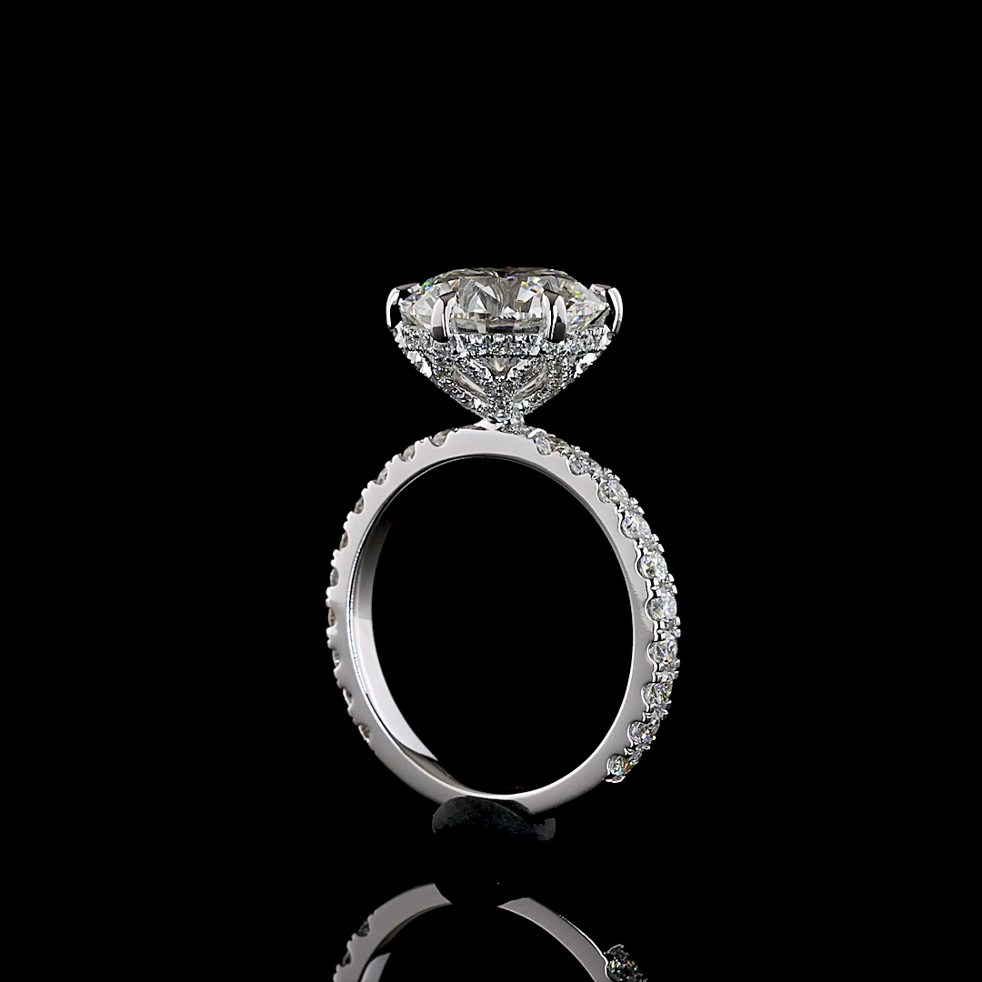 5.02 CTTW Round Lab Grown Diamond Hidden Halo Ring Sz. 6 (F Color and VS1 Clarity)