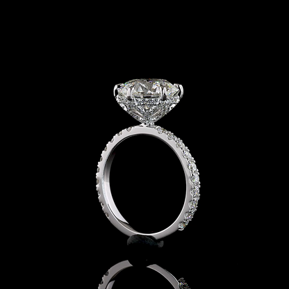 5.02 CTTW Round Lab Grown Diamond Hidden Halo Ring Sz. 6 (F Color and VS1 Clarity)