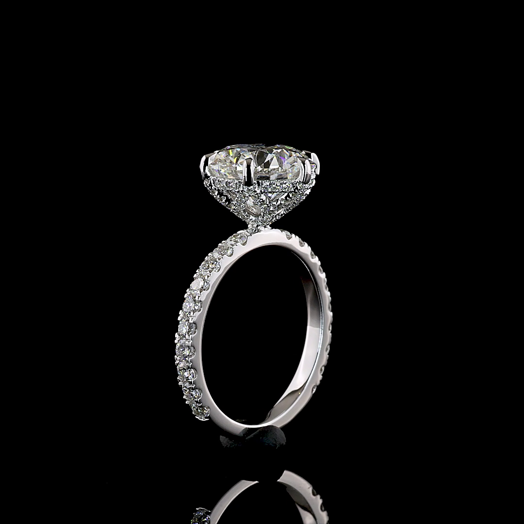5.02 CTTW Round Lab Grown Diamond Hidden Halo Ring Sz. 6 (F Color and VS1 Clarity)