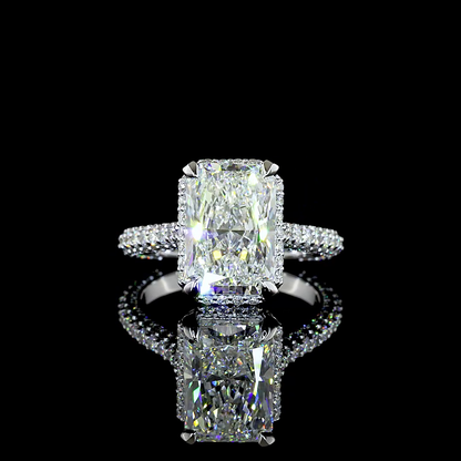 5.47 CTTW Radiant Lab Grown Diamond Hidden Halo Ring Sz. 6 (F Color and VVS2 Clarity)