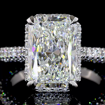 5.47 CTTW Radiant Lab Grown Diamond Hidden Halo Ring Sz. 6 (F Color and VVS2 Clarity)