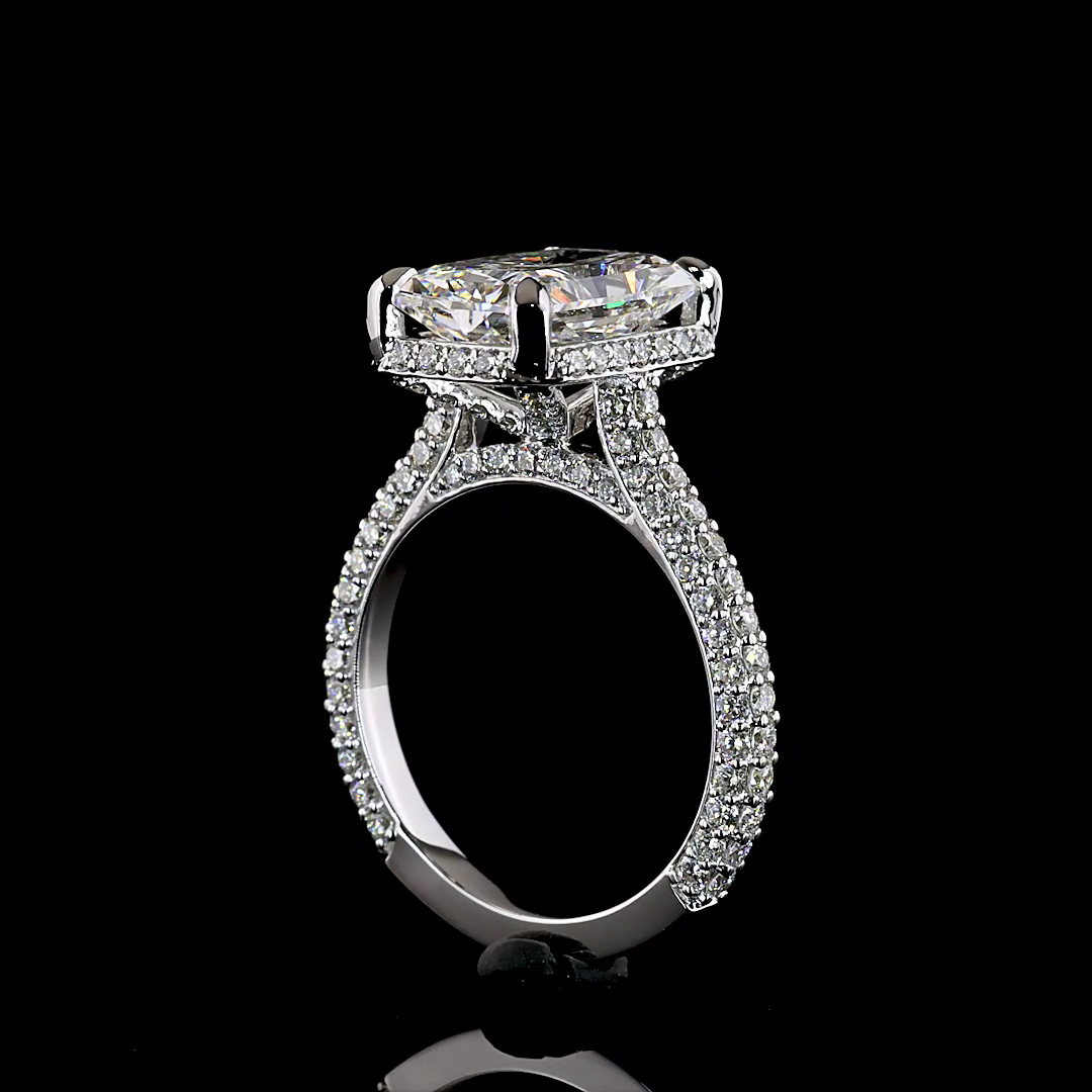 5.47 CTTW Radiant Lab Grown Diamond Hidden Halo Ring Sz. 6 (F Color and VVS2 Clarity)