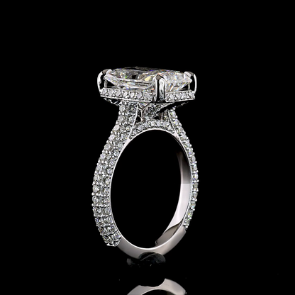 5.47 CTTW Radiant Lab Grown Diamond Hidden Halo Ring Sz. 6 (F Color and VVS2 Clarity)