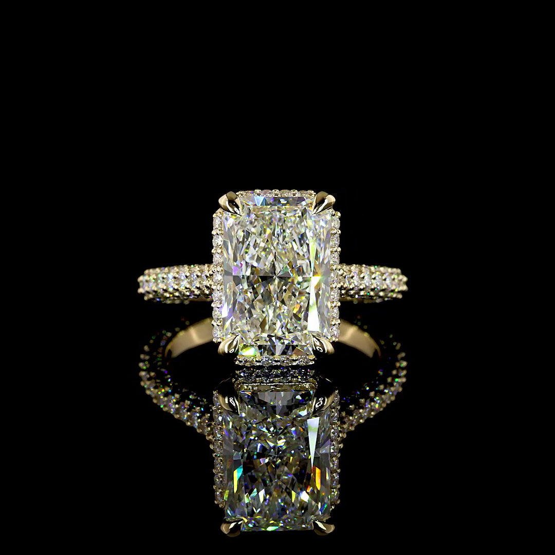 5.46 CTTW Radiant Lab Grown Diamond Hidden Halo Ring Sz. 6 (F Color and VVS2 Clarity)