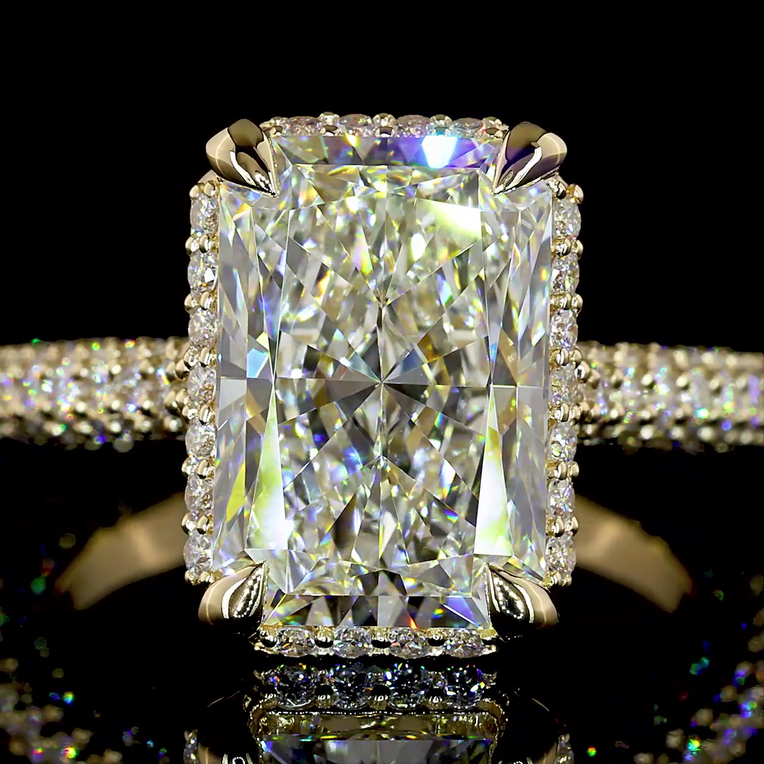 5.46 CTTW Radiant Lab Grown Diamond Hidden Halo Ring Sz. 6 (F Color and VVS2 Clarity)