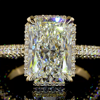 5.46 CTTW Radiant Lab Grown Diamond Hidden Halo Ring Sz. 6 (F Color and VVS2 Clarity)