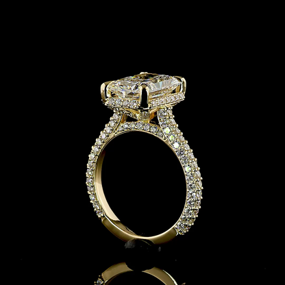 5.46 CTTW Radiant Lab Grown Diamond Hidden Halo Ring Sz. 6 (F Color and VVS2 Clarity)