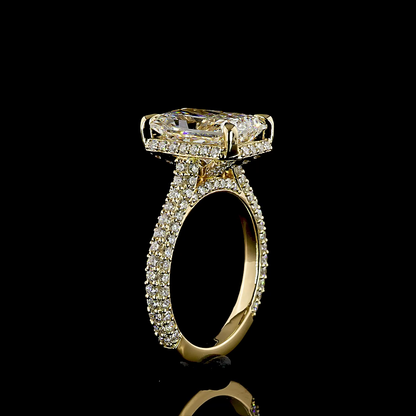 5.46 CTTW Radiant Lab Grown Diamond Hidden Halo Ring Sz. 6 (F Color and VVS2 Clarity)
