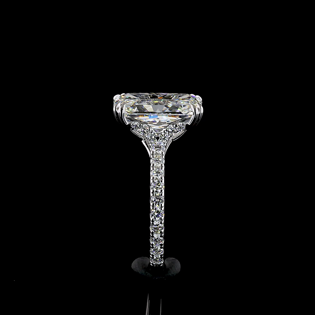 5.73 CTTW Radiant Lab Grown Diamond Solitaire Diamond Shank Ring Sz. 6 (F Color and VS1 Clarity)