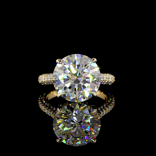 8.39 CTTW Round Lab Grown Diamond Hidden Halo Ring Sz. 6 (F Color and VVS2 Clarity)