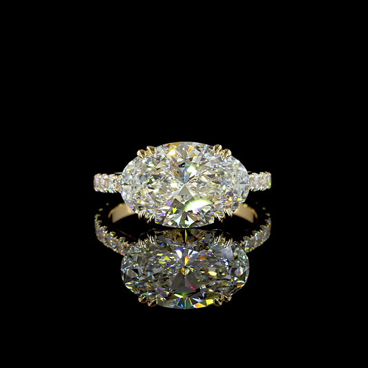 4.89 CTTW Oval Lab Grown Diamond Solitaire Diamond Shank Ring Sz. 6 (F Color and VS1 Clarity)