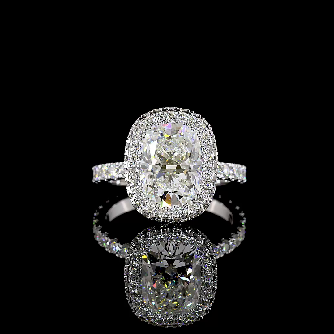 4.75 CTTW Cushion Brilliant Lab Grown Diamond Hidden Halo Ring Sz. 6 (E Color and VVS2 Clarity)
