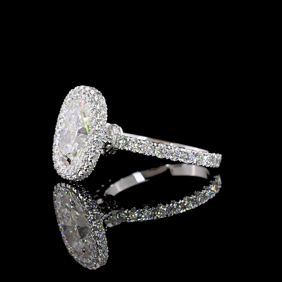 4.75 CTTW Cushion Brilliant Lab Grown Diamond Hidden Halo Ring Sz. 6 (E Color and VVS2 Clarity)