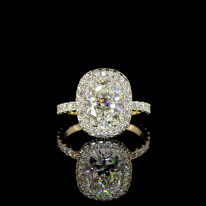 4.79 CTTW Cushion Brilliant Lab Grown Diamond Hidden Halo Ring Sz. 6 (E Color and VS1 Clarity)
