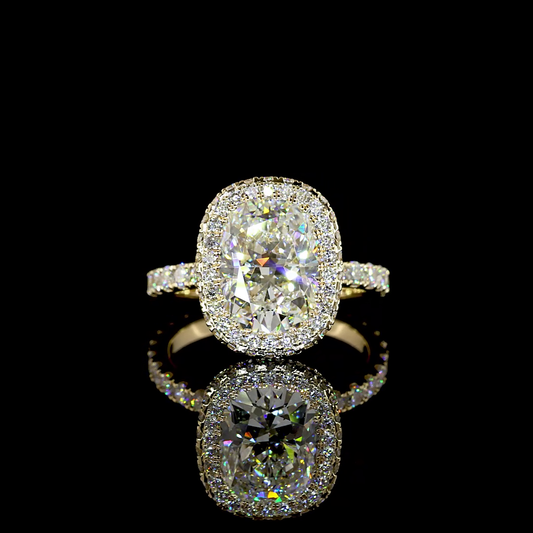 4.79 CTTW Cushion Brilliant Lab Grown Diamond Hidden Halo Ring Sz. 6 (E Color and VS1 Clarity)