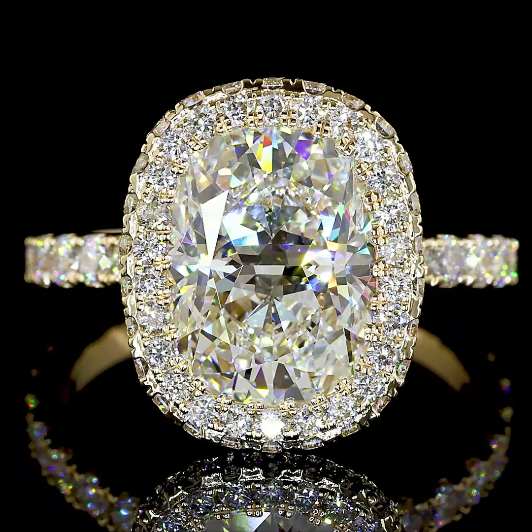 4.79 CTTW Cushion Brilliant Lab Grown Diamond Hidden Halo Ring Sz. 6 (E Color and VS1 Clarity)