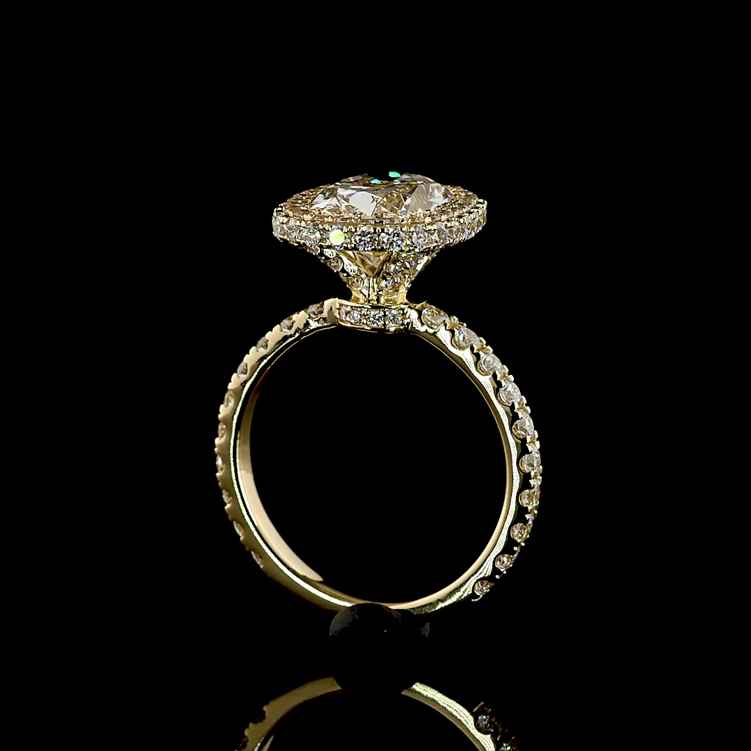 4.79 CTTW Cushion Brilliant Lab Grown Diamond Hidden Halo Ring Sz. 6 (E Color and VS1 Clarity)