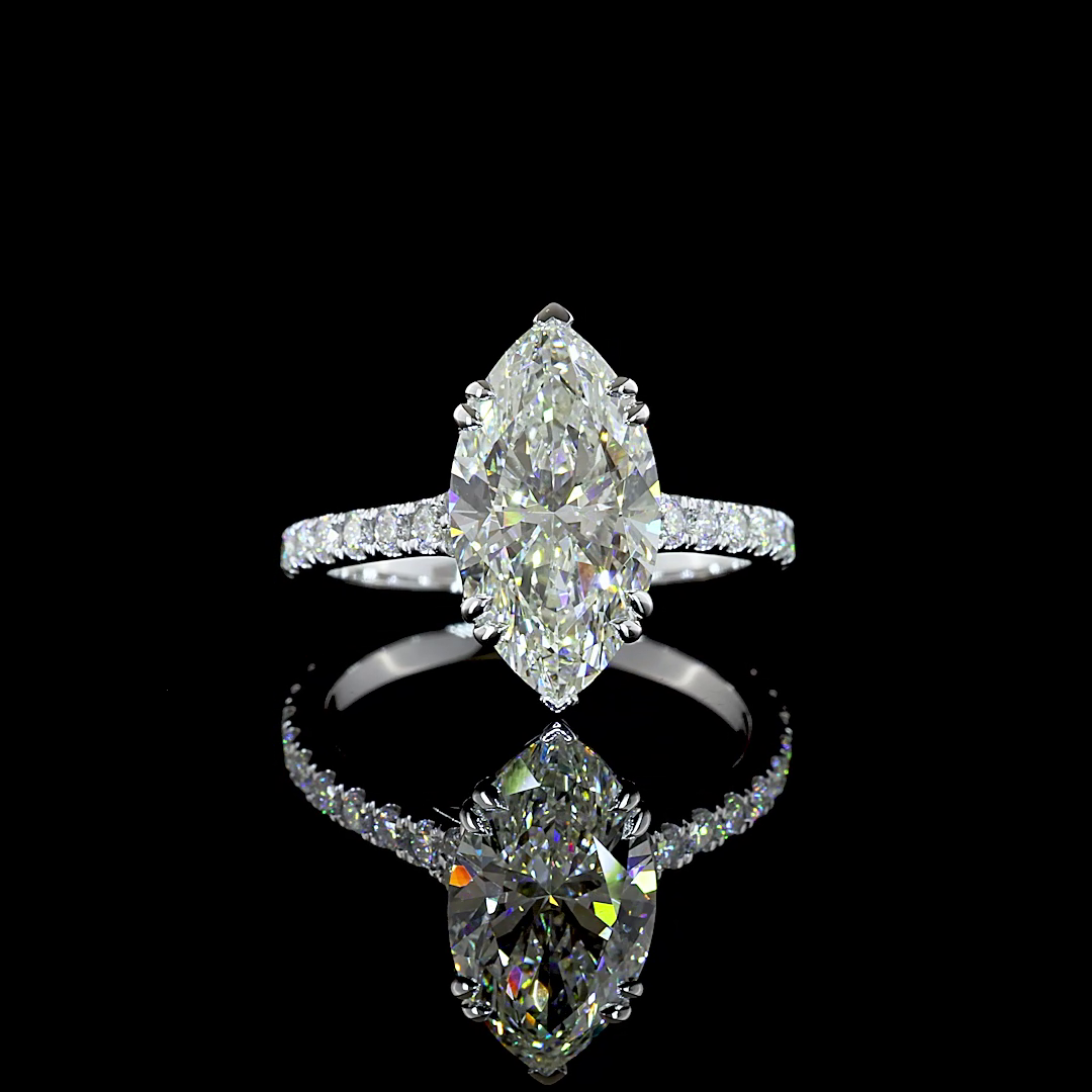 3.67 CTTW Marquise Lab Grown Diamond Solitaire Diamond Shank Ring Sz. 6 (F Color and VS1 Clarity)