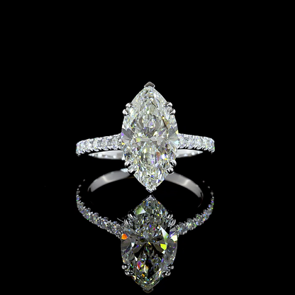 3.67 CTTW Marquise Lab Grown Diamond Solitaire Diamond Shank Ring Sz. 6 (F Color and VS1 Clarity)