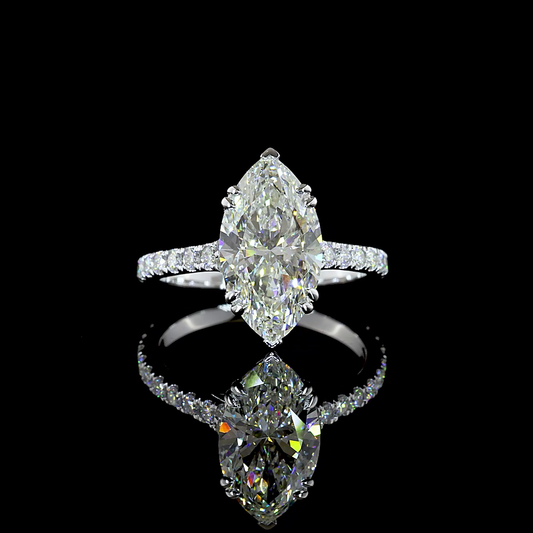 3.67 CTTW Marquise Lab Grown Diamond Solitaire Diamond Shank Ring Sz. 6 (F Color and VS1 Clarity)