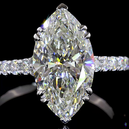 3.67 CTTW Marquise Lab Grown Diamond Solitaire Diamond Shank Ring Sz. 6 (F Color and VS1 Clarity)