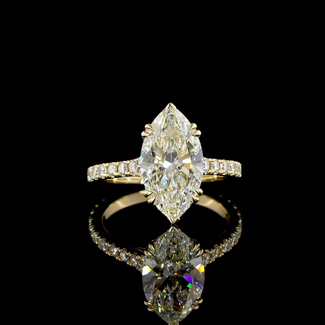 3.71 CTTW Marquise Lab Grown Diamond Solitaire Diamond Shank Ring Sz. 6 (F Color and VVS2 Clarity)