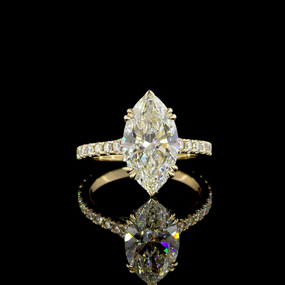 3.71 CTTW Marquise Lab Grown Diamond Solitaire Diamond Shank Ring Sz. 6 (F Color and VVS2 Clarity)