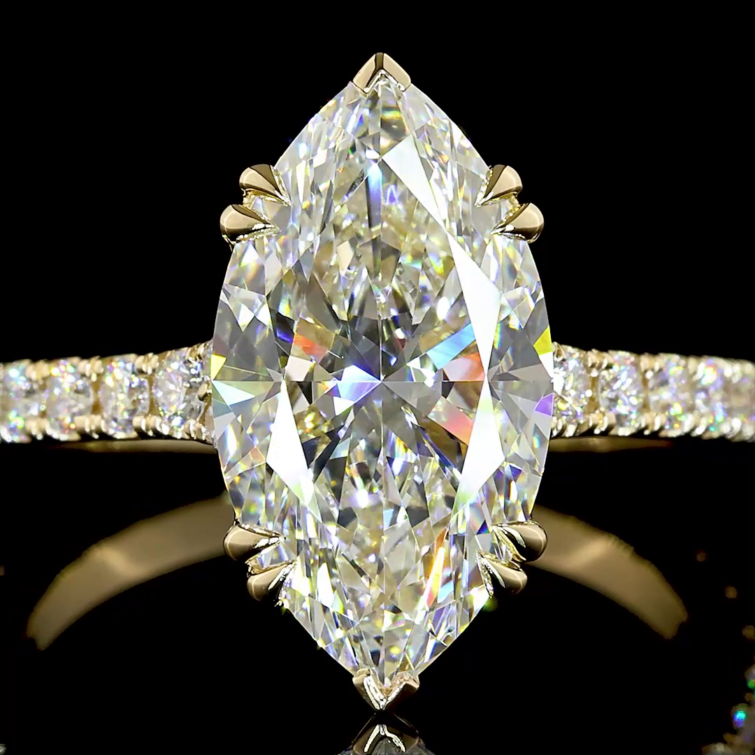 3.71 CTTW Marquise Lab Grown Diamond Solitaire Diamond Shank Ring Sz. 6 (F Color and VVS2 Clarity)
