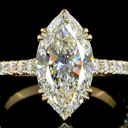 3.71 CTTW Marquise Lab Grown Diamond Solitaire Diamond Shank Ring Sz. 6 (F Color and VVS2 Clarity)