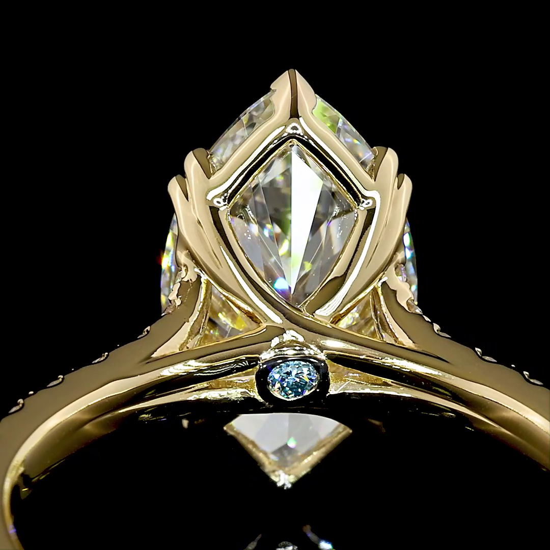 3.71 CTTW Marquise Lab Grown Diamond Solitaire Diamond Shank Ring Sz. 6 (F Color and VVS2 Clarity)