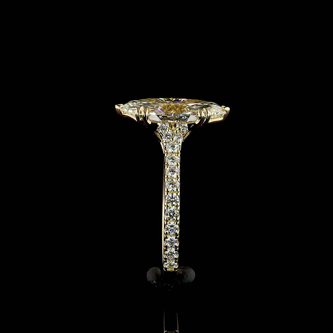 3.71 CTTW Marquise Lab Grown Diamond Solitaire Diamond Shank Ring Sz. 6 (F Color and VVS2 Clarity)