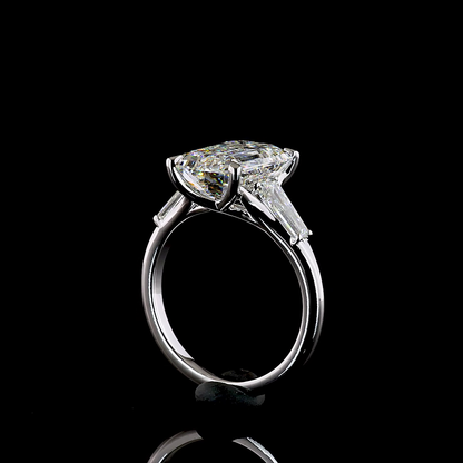 5.20 CTTW Emerald Lab Grown Diamond 3 Stones Ring Sz. 6 (F Color and VS1 Clarity)