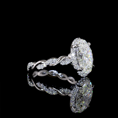 3.67 CTTW Oval Lab Grown Diamond Hidden Halo Ring Sz. 6 (E Color and VVS2 Clarity)