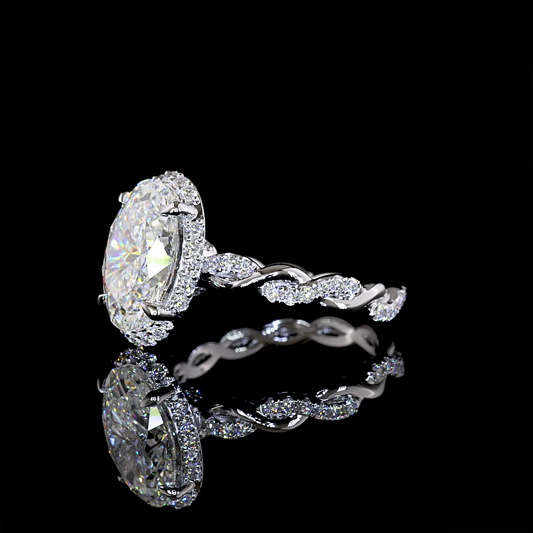 3.67 CTTW Oval Lab Grown Diamond Hidden Halo Ring Sz. 6 (E Color and VVS2 Clarity)