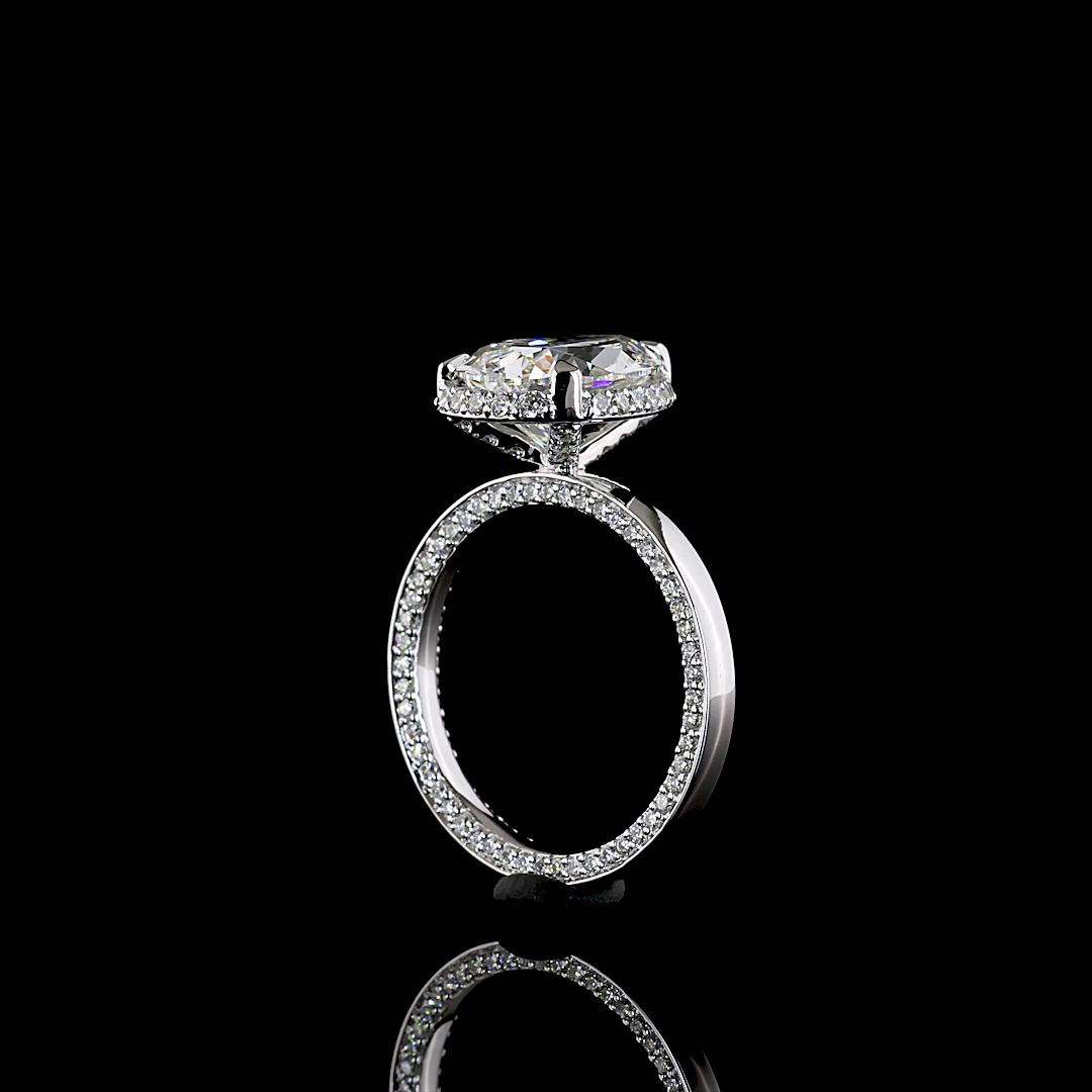 3.83 CTTW Pear Lab Grown Diamond Hidden Halo Ring Sz. 6 (F Color and VS2 Clarity)