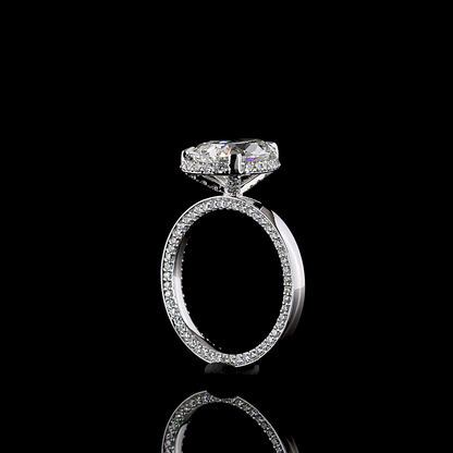 3.83 CTTW Pear Lab Grown Diamond Hidden Halo Ring Sz. 6 (F Color and VS2 Clarity)