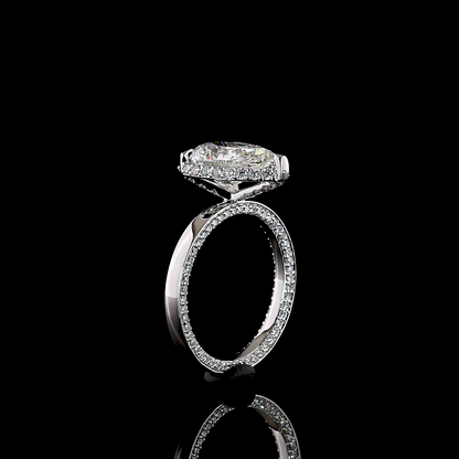 3.83 CTTW Pear Lab Grown Diamond Hidden Halo Ring Sz. 6 (F Color and VS2 Clarity)