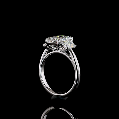 3.31 CTTW Radiant Lab Grown Diamond 3 Stones Ring Sz. 6 (E Color and VVS1 Clarity)